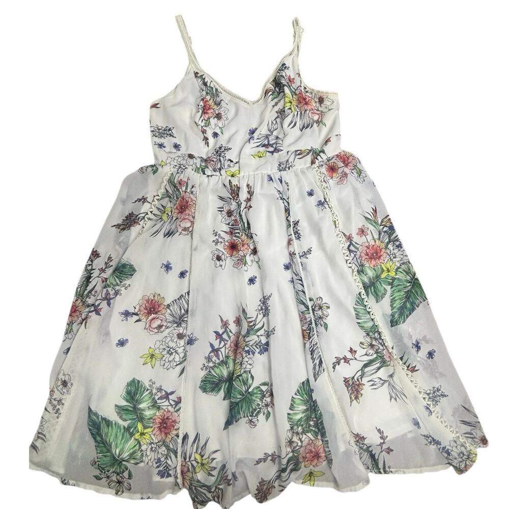 Torrid White Floral Chiffon Fit & Flare Dress Women’s Size 00 (L/12) Boho
